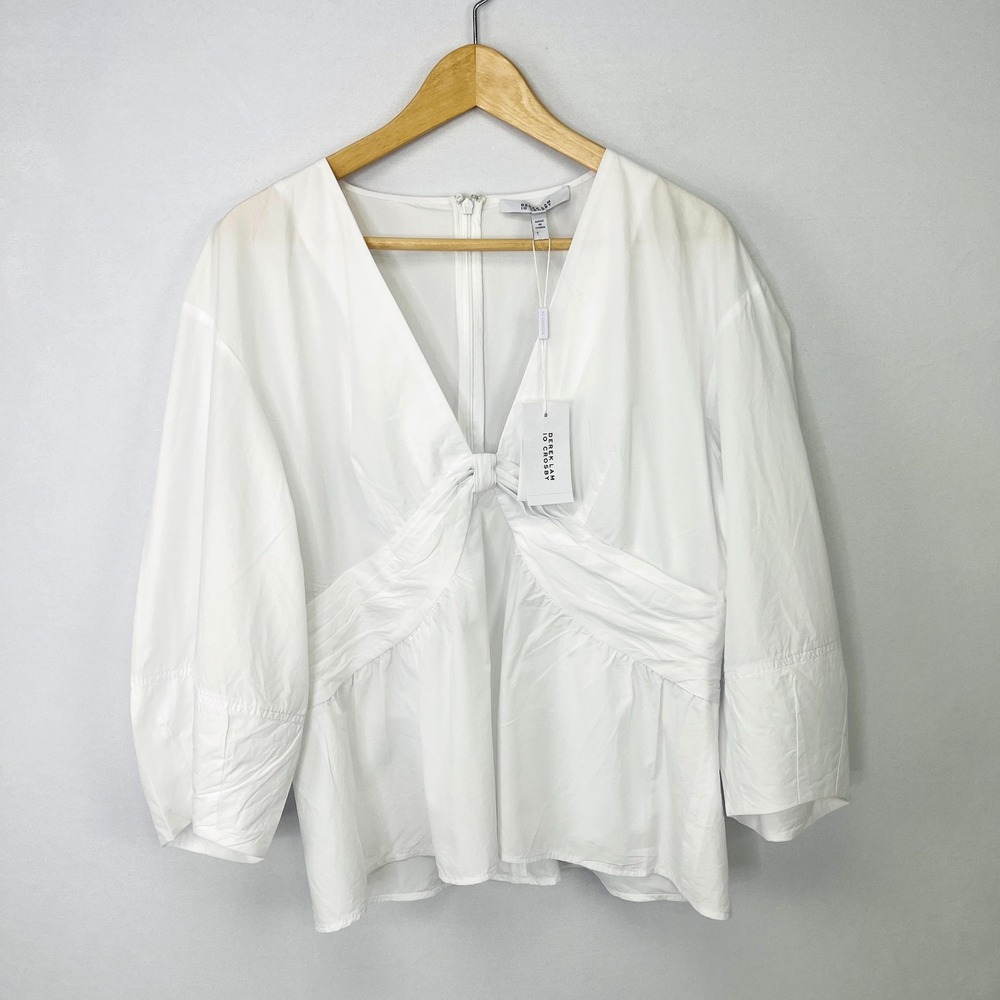 Derek Lam 10 Crosby NWD Noe Blouse Optic White Sz 16 Quiet Luxury - Picture 2 of 16
